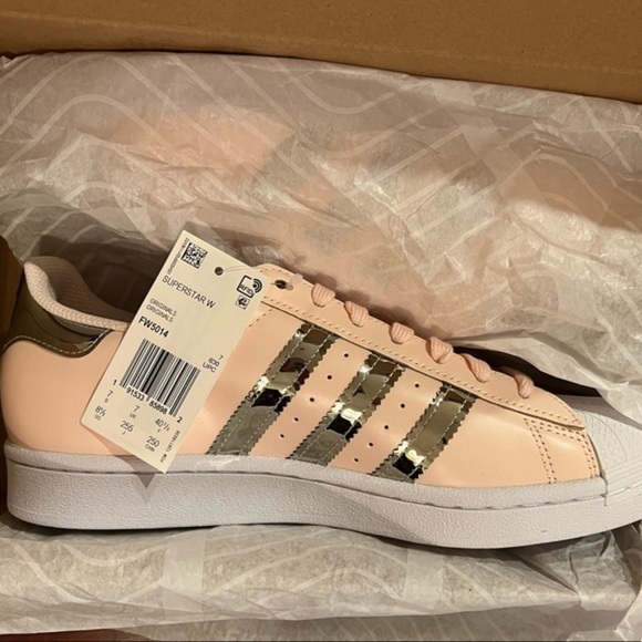 NIB pAdidas Superstar Pink Tint Silver Metallic White Soles Sneaker RARE - Picture 2 of 7